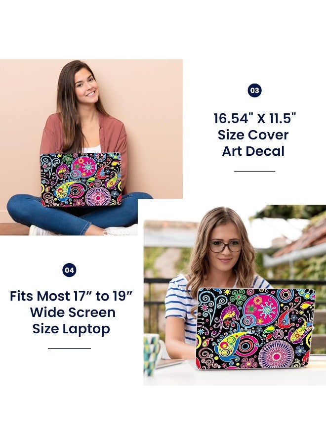 LSS 17 17.3 Inches Laptop Notebook Skin Sticker with 2 Wrist Pads - Reusable Cover Protector Vinyl Sticker Cover Decal Fits 17" - 19" HP Asus Acer Samsung - Art Design Pattern - Image 3