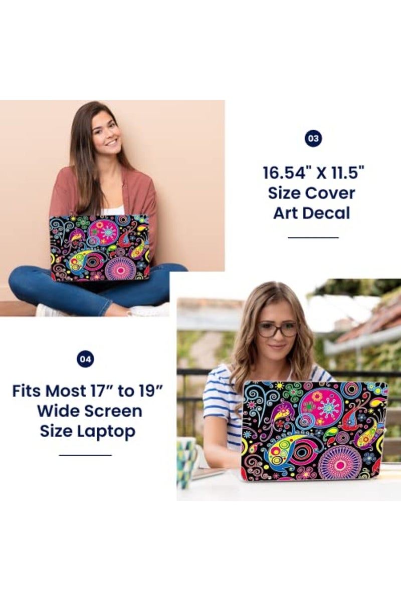 LSS 17 17.3 Inches Laptop Notebook Skin Sticker with 2 Wrist Pads - Reusable Cover Protector Vinyl Sticker Cover Decal Fits 17" - 19" HP Asus Acer Samsung - Art Design Pattern - Image 3