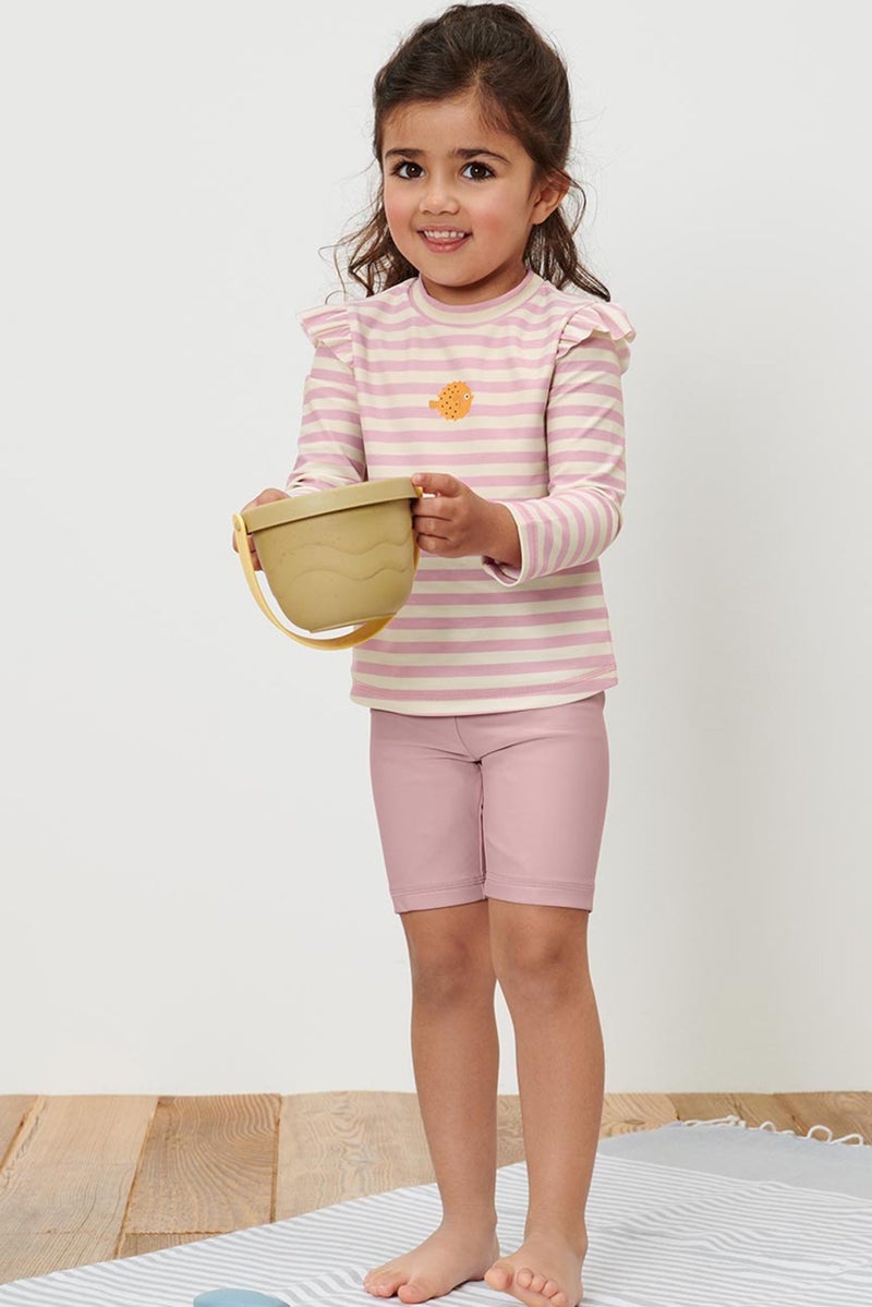 Tchibo Toddlers Girl Stripe Top And Short Set, Pink - Image 1