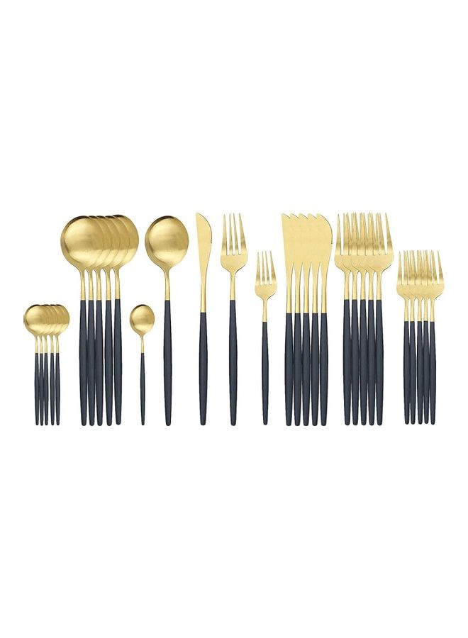 30-Piece Various Size Stainless Steel Cutlery Set Golden/Black