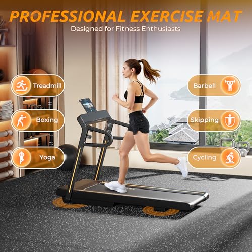 PRAISUN 0.6" Thicker Rubber Top Gym Flooring for Home Gym, 12 Pcs 48 Sq Ft Workout Mats, Exercise Mat, Interlocking Rubber Floor Mats with High Density EVA Foam for Garage, 24 x 24in, Black/Grey - Image 2