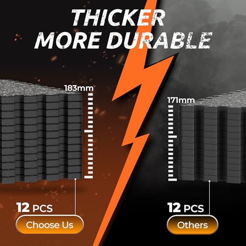 PRAISUN 0.6" Thicker Rubber Top Gym Flooring for Home Gym, 12 Pcs 48 Sq Ft Workout Mats, Exercise Mat, Interlocking Rubber Floor Mats with High Density EVA Foam for Garage, 24 x 24in, Black/Grey - Image 4