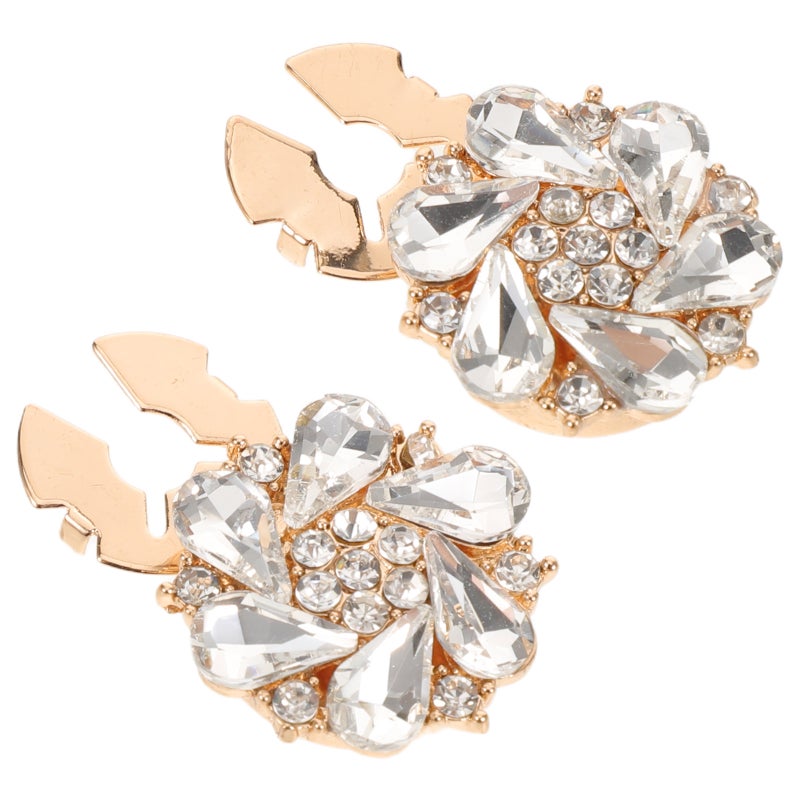 2pcs Clip- Rhinestone Button Covers: Detachable Alloy Button Covers For Blouses - Elegant Shirt -Link Embellishments - Image 1