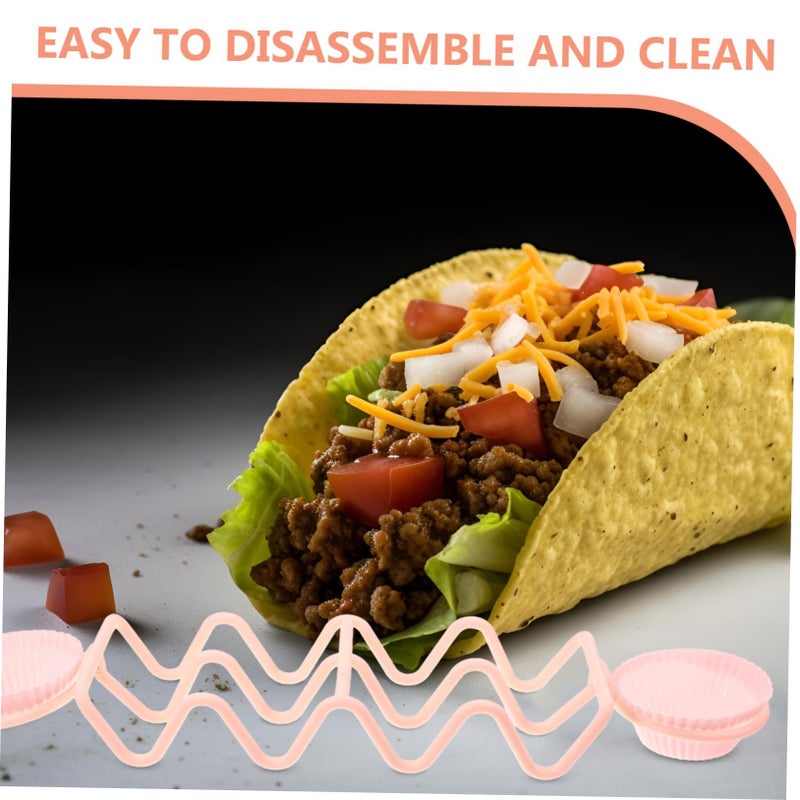 Pink Taco Holder Stand Detachable Plastic Tray for Easy Cleaning Home Parties - Image 4