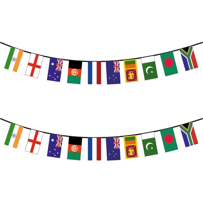 Party Baazaar Cricket Birthday Bunting Banner | Sports Theme Flag Bunting for Tournament | Cricket flag bunting for Home (Pack of 2, Multicolor, Size: 10 feet) - Image 1