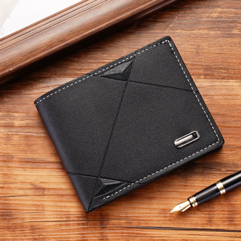 New Mens Wallet Fashion Slim Trifold Black 