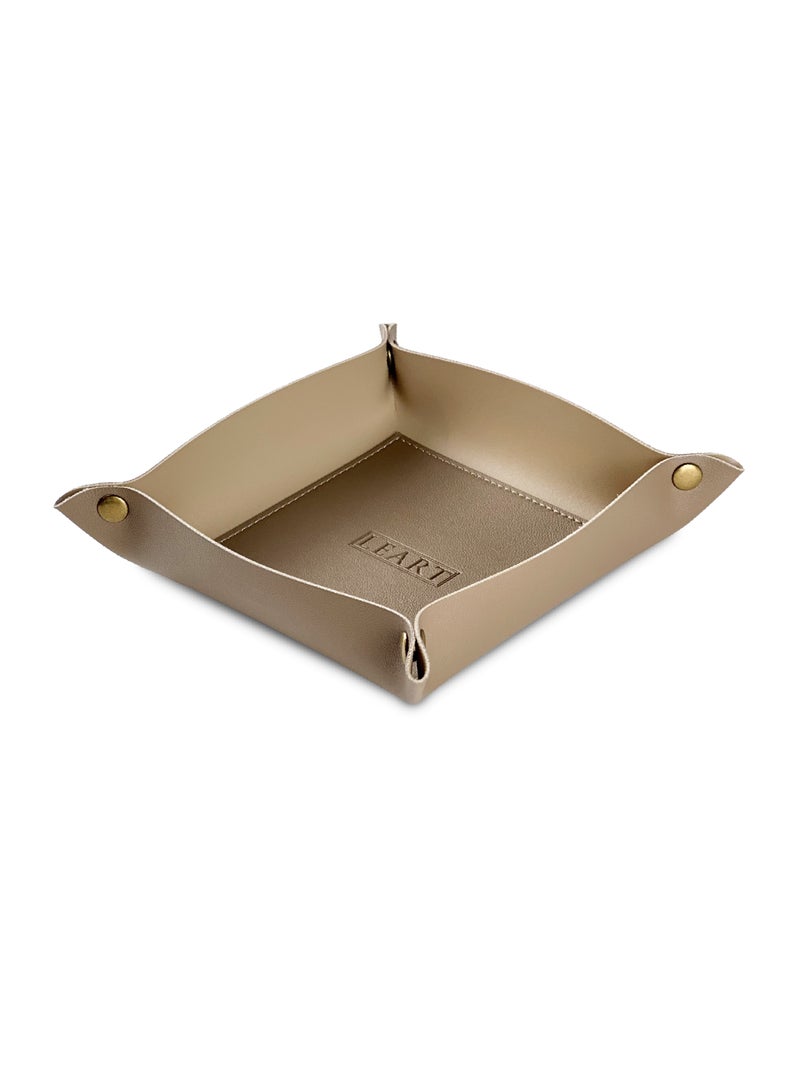 LeArt Valet Tray - Small & Compact Catchall Tray | Desk, Bedside, Home Entrance Entryway Organizer | Valet Tray for Keys, Coins, Stationary, Jewellery (Mocha)  - Image 1