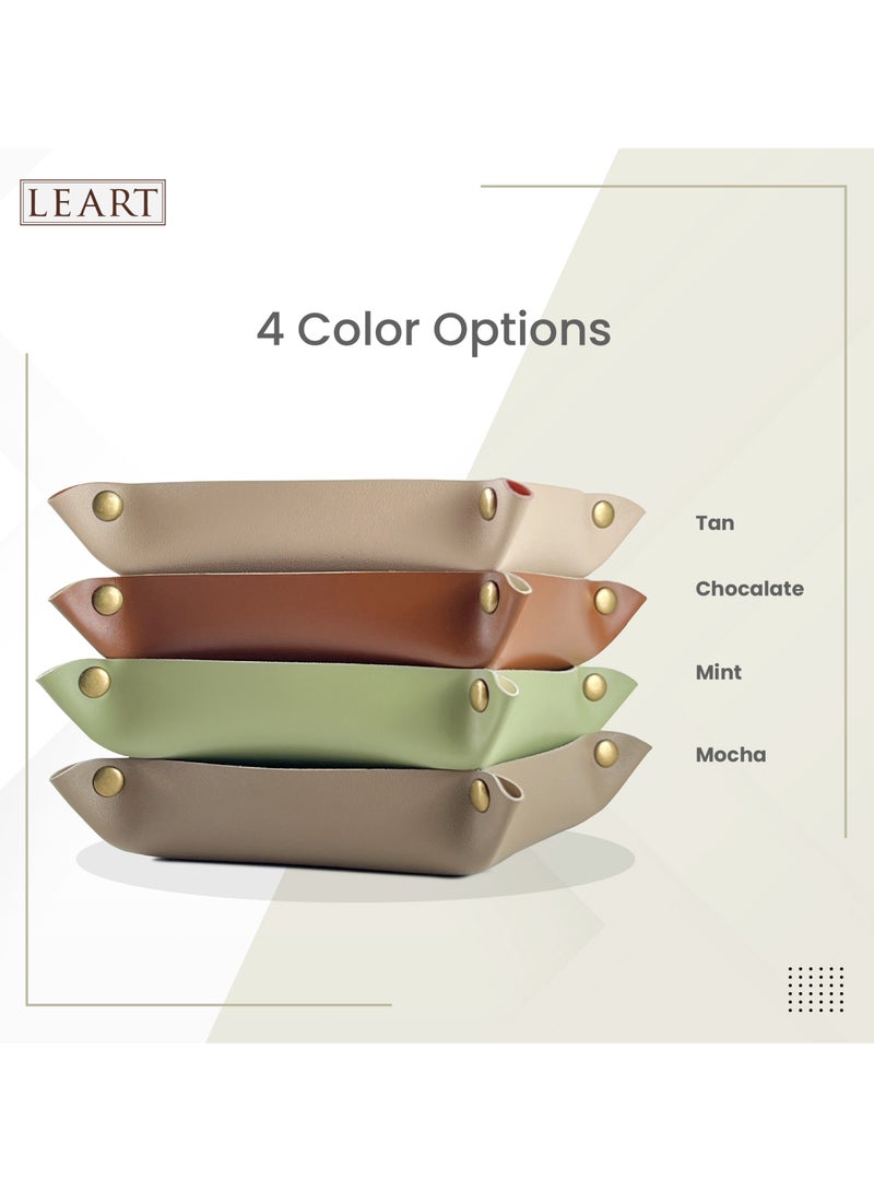 LeArt Valet Tray - Small & Compact Catchall Tray | Desk, Bedside, Home Entrance Entryway Organizer | Valet Tray for Keys, Coins, Stationary, Jewellery (Mocha)  - Image 5