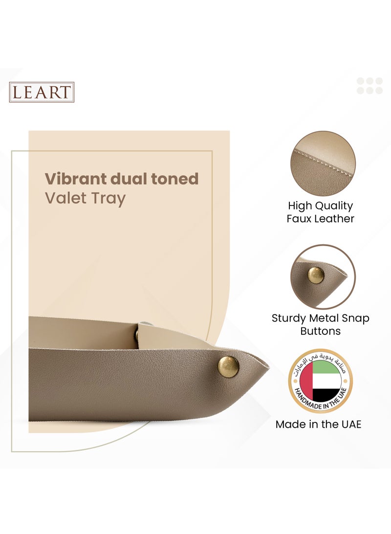 LeArt Valet Tray - Small & Compact Catchall Tray | Desk, Bedside, Home Entrance Entryway Organizer | Valet Tray for Keys, Coins, Stationary, Jewellery (Mocha)  - Image 2