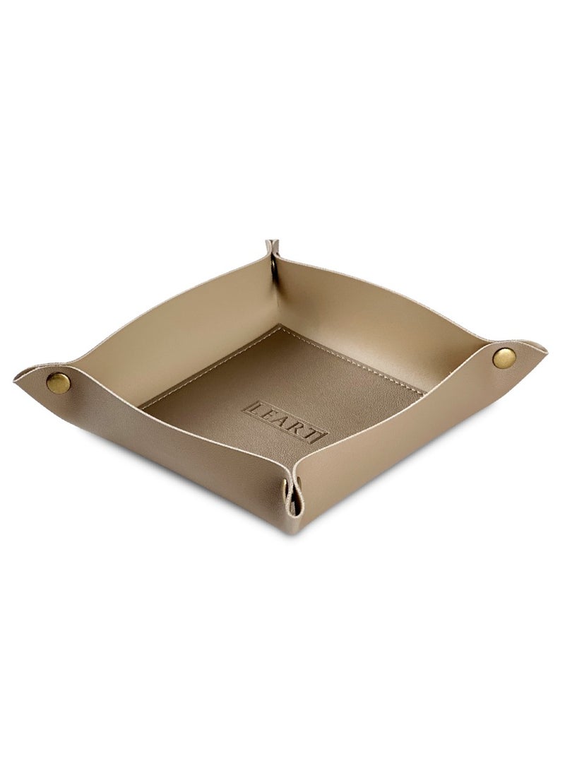 LeArt Valet Tray - Small & Compact Catchall Tray | Desk, Bedside, Home Entrance Entryway Organizer | Valet Tray for Keys, Coins, Stationary, Jewellery (Mocha) - Image 1