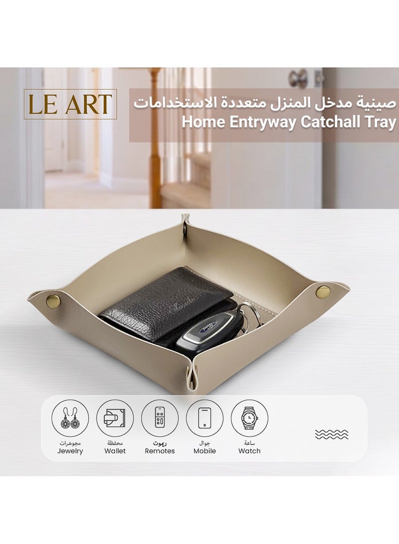 LeArt Valet Tray - Small & Compact Catchall Tray | Desk, Bedside, Home Entrance Entryway Organizer | Valet Tray for Keys, Coins, Stationary, Jewellery (Mocha) - Image 3