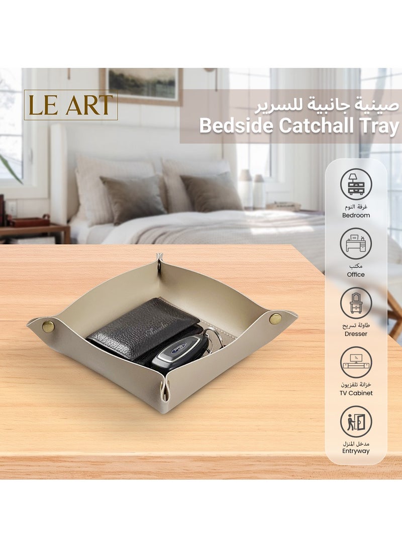 LeArt Valet Tray - Small & Compact Catchall Tray | Desk, Bedside, Home Entrance Entryway Organizer | Valet Tray for Keys, Coins, Stationary, Jewellery (Mocha) - Image 4