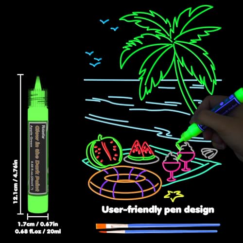 Roizefar Glow in the Dark Paint, 16 Colors (20 ml /0.68 oz) 3D Permanent Acrylic Fabric Paints for Clothes, Neon Fabric Paint for Art Painting and Crafts - Image 2