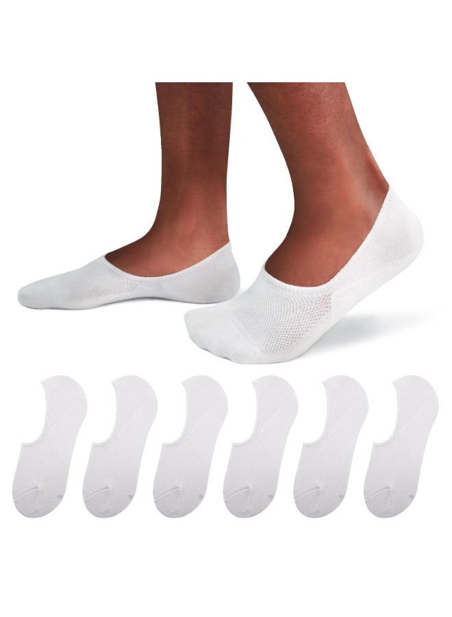 Men's No-Show Socks, 6 Pairs, Pure White - Image 1