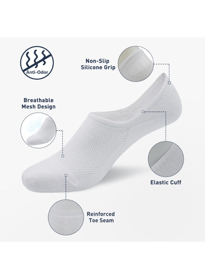 Men's No-Show Socks, 6 Pairs, Pure White - Image 3