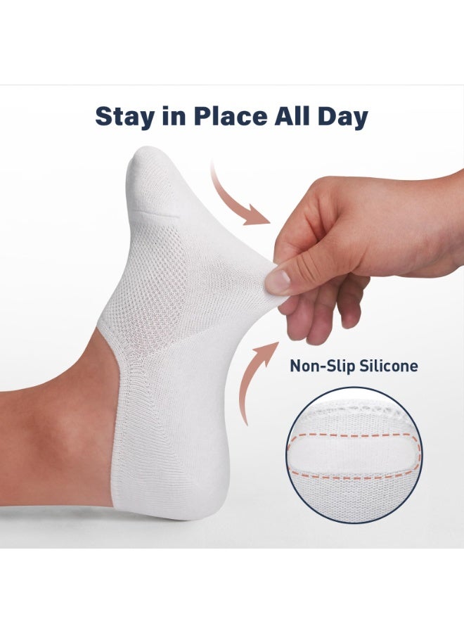 Men's No-Show Socks, 6 Pairs, Pure White - Image 4