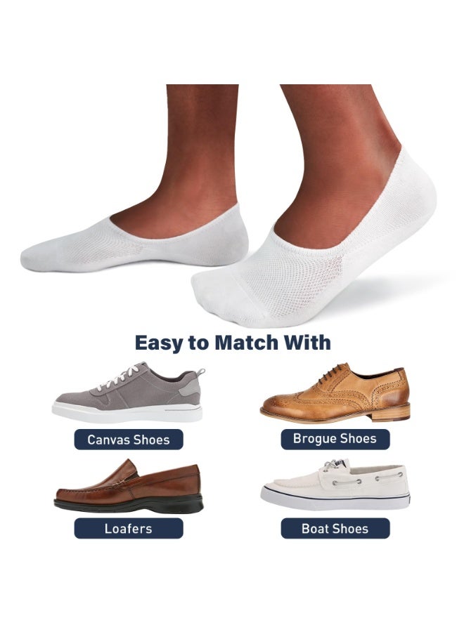 Men's No-Show Socks, 6 Pairs, Pure White - Image 2