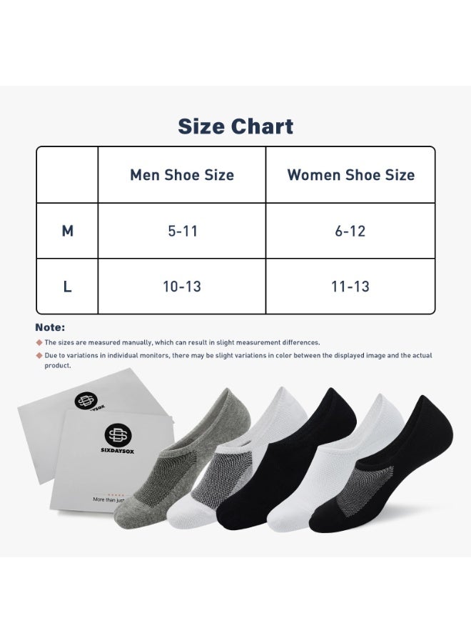 Men's No-Show Socks, 6 Pairs, Pure White - Image 5
