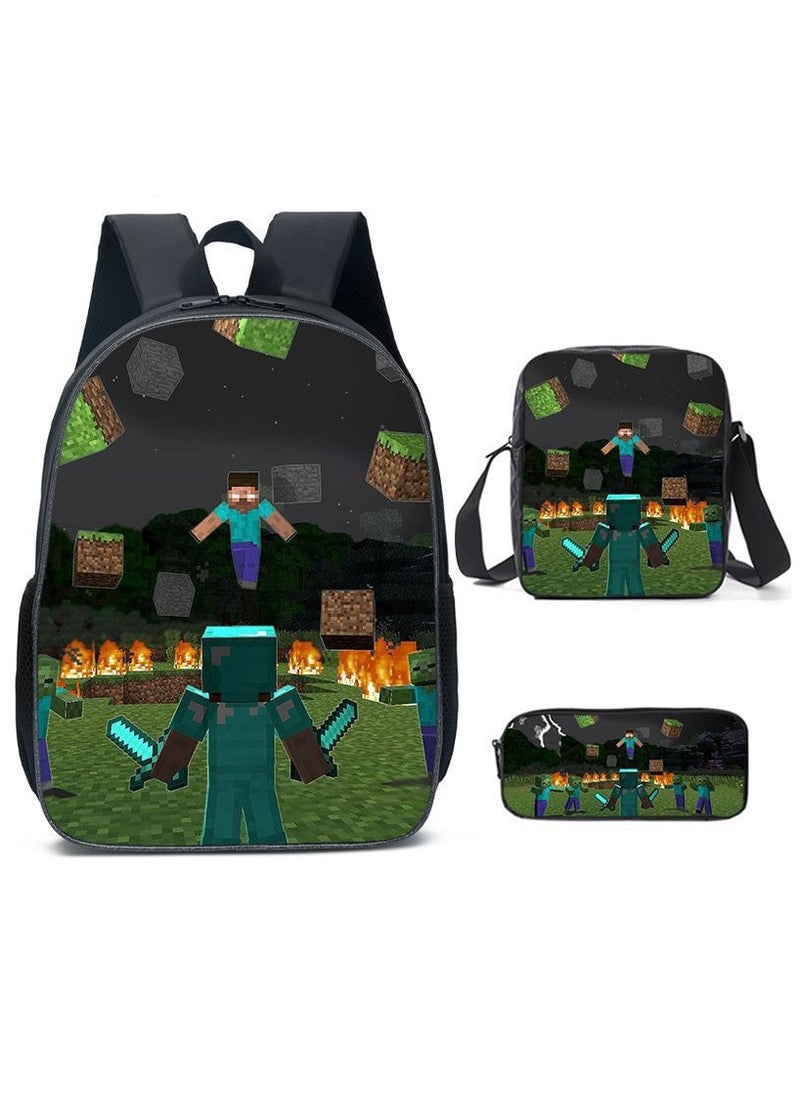 MINECRAFT - My World Cartoon Student Backpack Three-piece Set 29*42*16cm - Image 1