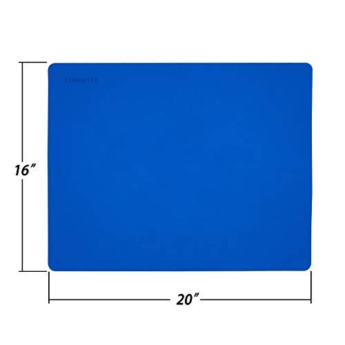 LONGFITE Large Silicone Counter Mat 19.68x15.74 inch Multipurpose Table Placemat Countertop Protector Baking Pastry Mat Nonstick, Nonskid and Heat Resistent (Large, Blue) - Image 2