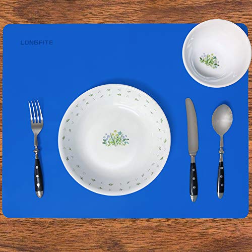 LONGFITE Large Silicone Counter Mat 19.68x15.74 inch Multipurpose Table Placemat Countertop Protector Baking Pastry Mat Nonstick, Nonskid and Heat Resistent (Large, Blue) - Image 5