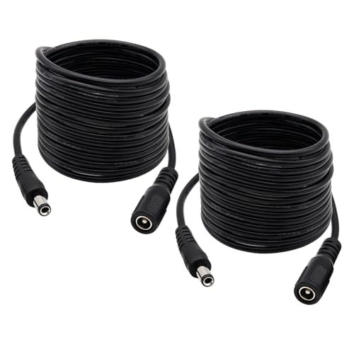 Fancasee 5.5mm x 2.5mm DC Power Extension Cable, 2-Pack 10FT 5.5x2.5mm Extension Cord Male to Female Plug Jack Power Supply Adapter Cable for Security Camera CCTV Surveillance LED Strip DVR Router - Image 1