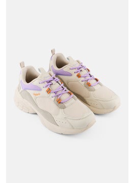 Algspar Women Lace Up Hiking Shoes, Cream  - Image 1