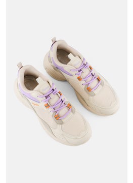Algspar Women Lace Up Hiking Shoes, Cream  - Image 4