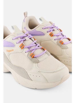 Algspar Women Lace Up Hiking Shoes, Cream  - Image 3