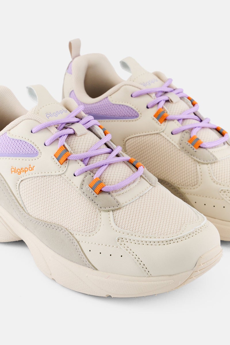 Algspar Women Lace Up Outdoor Shoes, Cream - Image 3