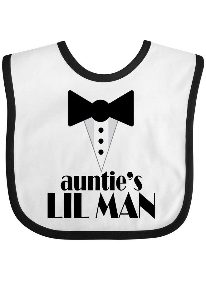 inktastic Auntie's Lil Man Baby Bib White and Black 223f2 - Image 1