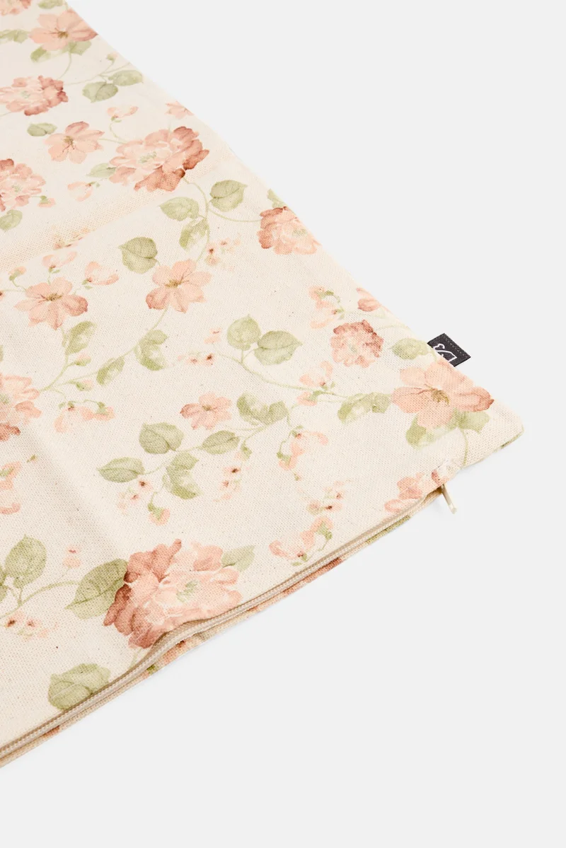 Muy Mucho Floral Printed Cushion Cover 30 x 50 cm, Beige Combo