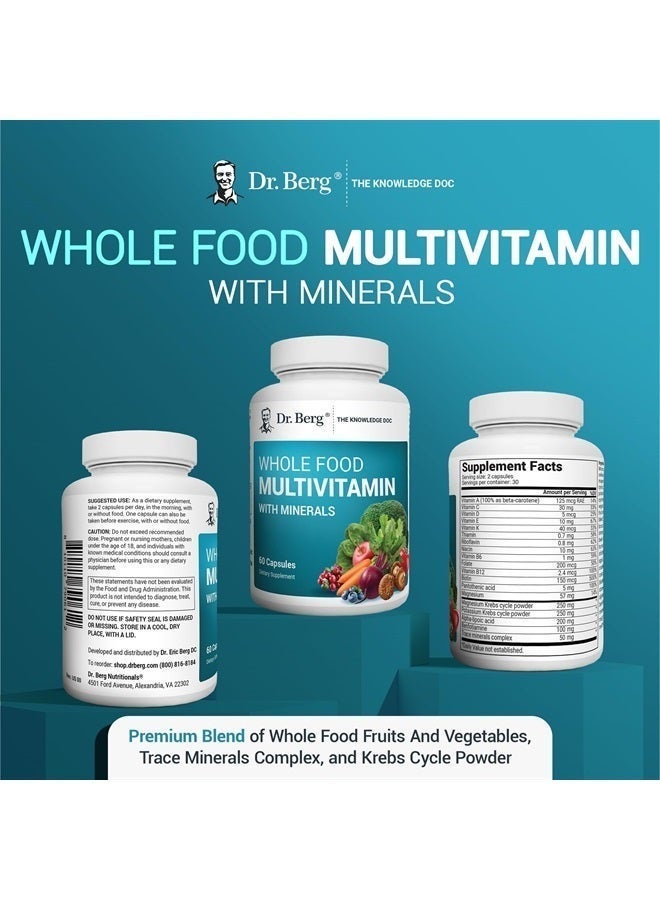 Dr. Berg Nutritionals Dr. Berg Whole Food Multivitamin with Minerals - Daily Multivitamin for Men and Women - Includes Premium Whole Food Fruits and Vegetable Blend with Folate, Alpha-lipoic Acid and More - 60 Capsules - Image 5