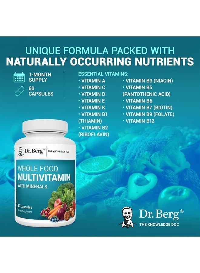Dr. Berg Nutritionals Dr. Berg Whole Food Multivitamin with Minerals - Daily Multivitamin for Men and Women - Includes Premium Whole Food Fruits and Vegetable Blend with Folate, Alpha-lipoic Acid and More - 60 Capsules - Image 4