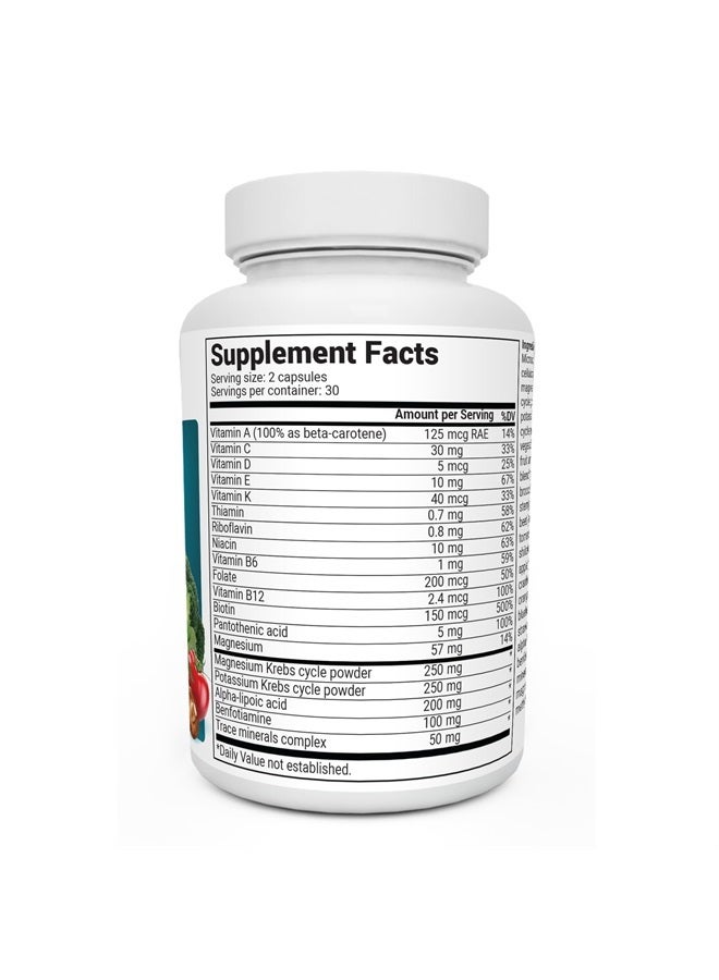 Dr. Berg Nutritionals Dr. Berg Whole Food Multivitamin with Minerals - Daily Multivitamin for Men and Women - Includes Premium Whole Food Fruits and Vegetable Blend with Folate, Alpha-lipoic Acid and More - 60 Capsules - Image 2