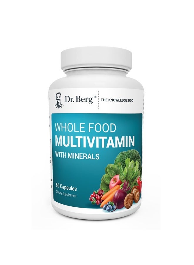 Dr. Berg Nutritionals Dr. Berg Whole Food Multivitamin with Minerals - Daily Multivitamin for Men and Women - Includes Premium Whole Food Fruits and Vegetable Blend with Folate, Alpha-lipoic Acid and More - 60 Capsules - Image 1