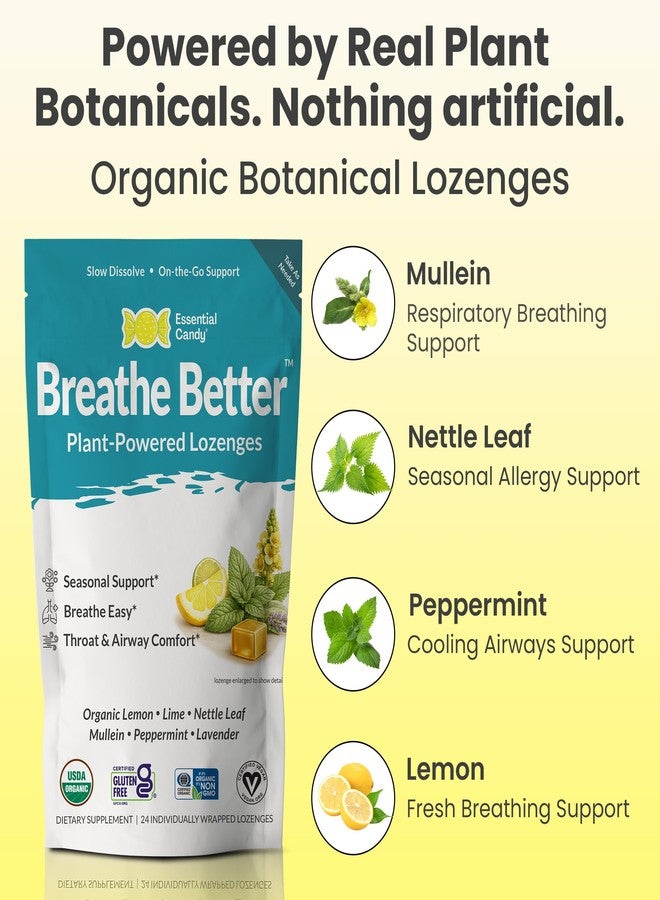 Essential Candy Breathe Better (Clarity) Plant-Powered Lozenges | Seasonal Support Breathe Easier | Organic Lemon, Lime, Peppermint, Lavender | Gluten-Free, Non-GMO, Vegan - 24 Count (Pack of 1) - Image 5