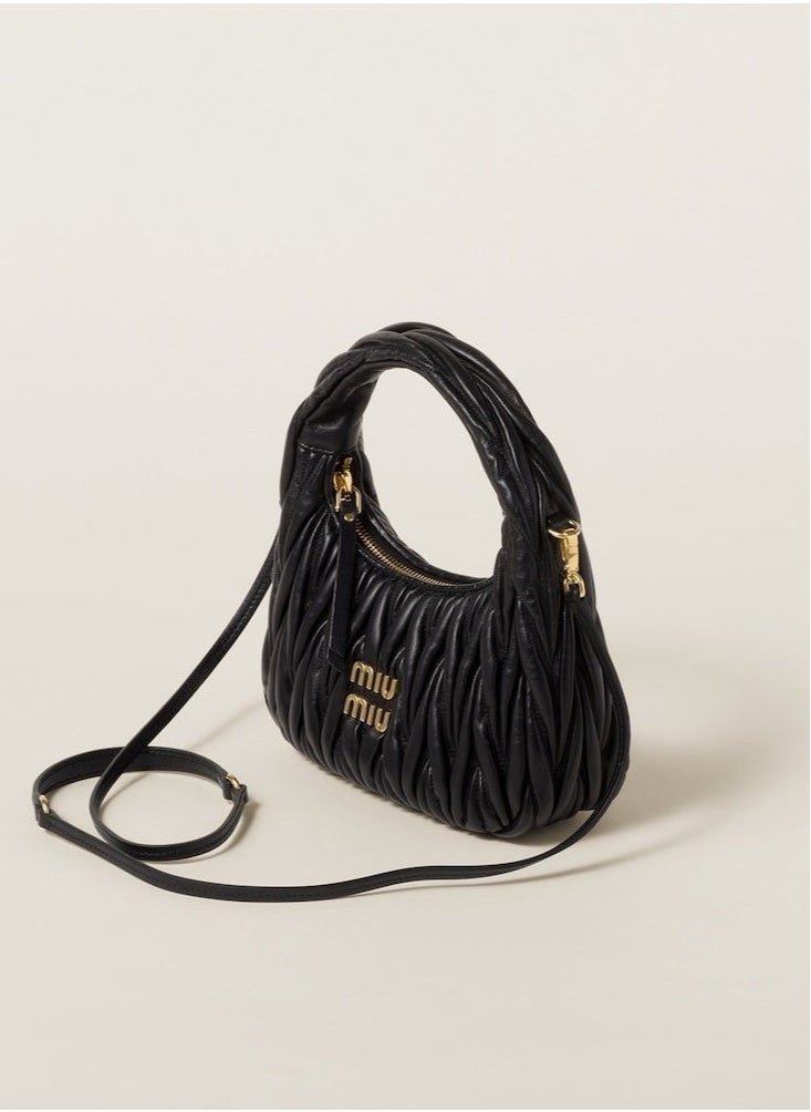 MIU - MIU MIU Wander Matelass é Crescent Bag Women's Handbag Adjustable Shoulder Bag (Black) - Image 1
