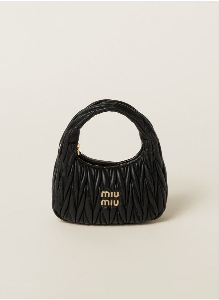 MIU - MIU MIU Wander Matelass é Crescent Bag Women's Handbag Adjustable Shoulder Bag (Black) - Image 1