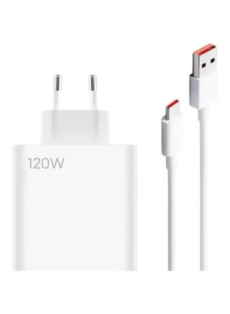 120W Super Fast GaN HyperCharge Turbo Adapter with Cable (EU Pin) Compatible (Mi 10 10T 11 11T 12 13 12S Ultra Lite 11i Poco F3 F4 X3 X4 GT M4 Redmi Note 10 11 11T 12 K60 Pro) - Image 1