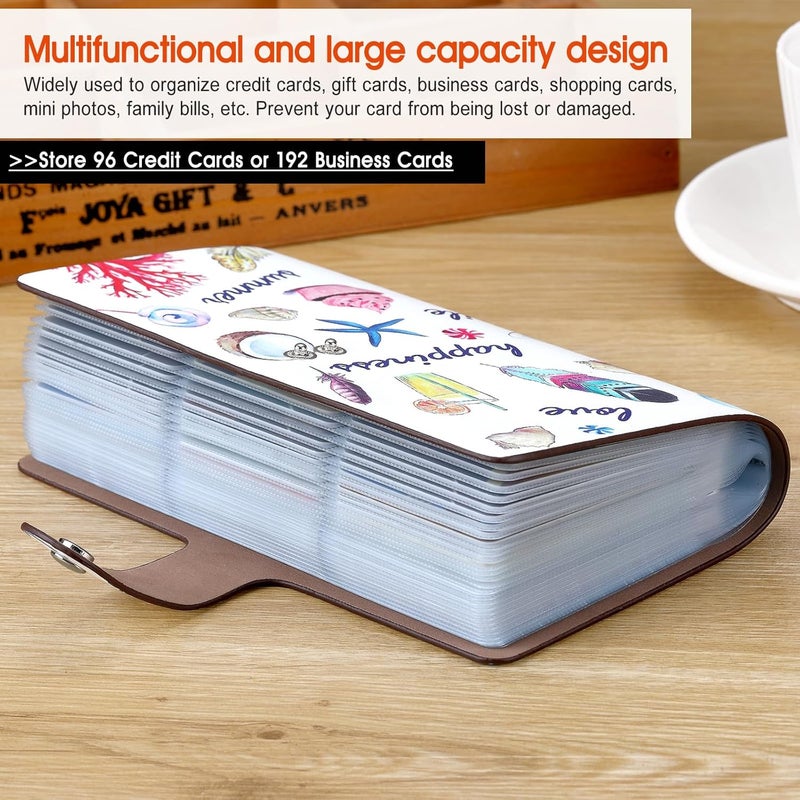 Romozi RFID Credit Card Holder, Leather Business Card Organizer with 96 Card Slots, Credit Card Case for Managing Your Different Cards and Important Documents to Prevent Loss or Damage (Delicious Food) - Image 4