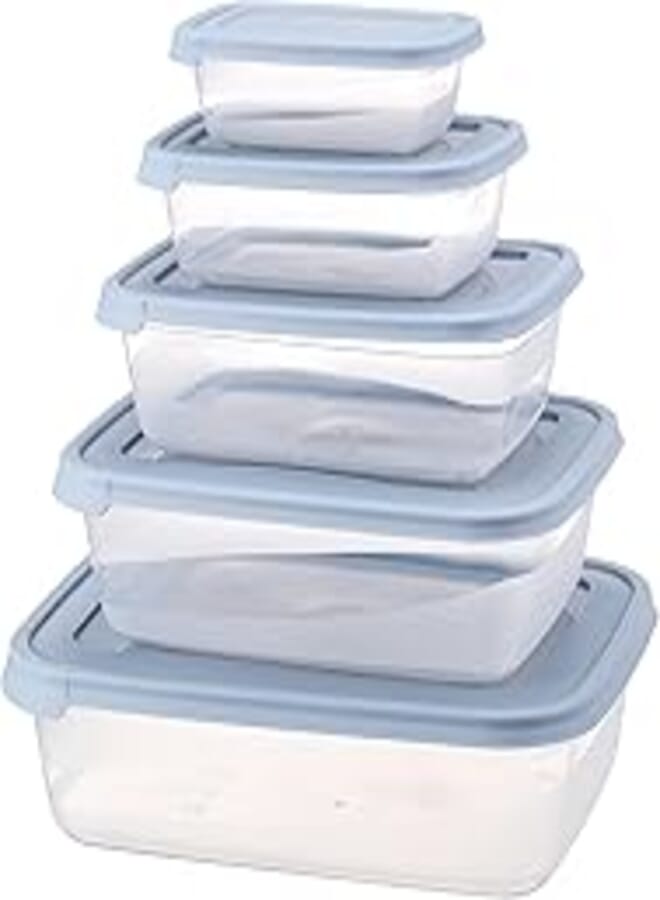 Bager Cook&Keep Rectangular Storage Container 5 Pcs Set (300+600+1200+2000+3000 Ml), blue