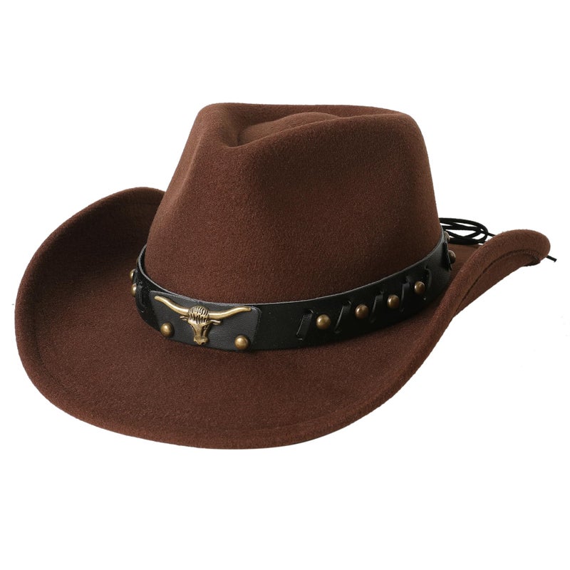 Jastore Western Cowboy Hat for Kids Boy Girl Classic Cowboy Cowgirl Dress Up Hat with Buckle Belt(Coffee, 3-5 Years) - Image 2