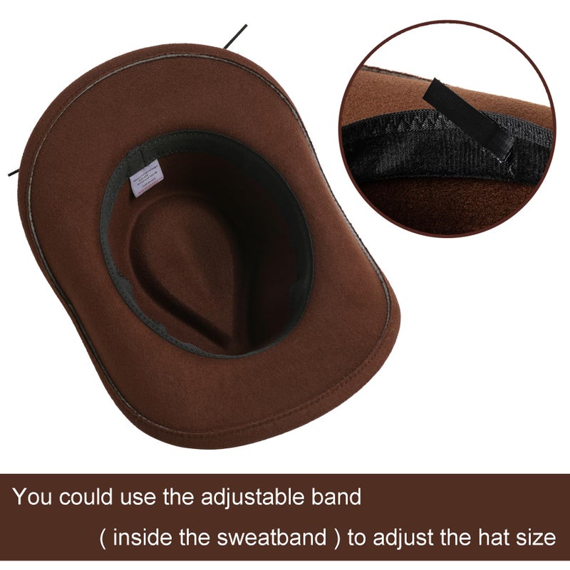 Jastore Western Cowboy Hat for Kids Boy Girl Classic Cowboy Cowgirl Dress Up Hat with Buckle Belt(Coffee, 3-5 Years) - Image 4