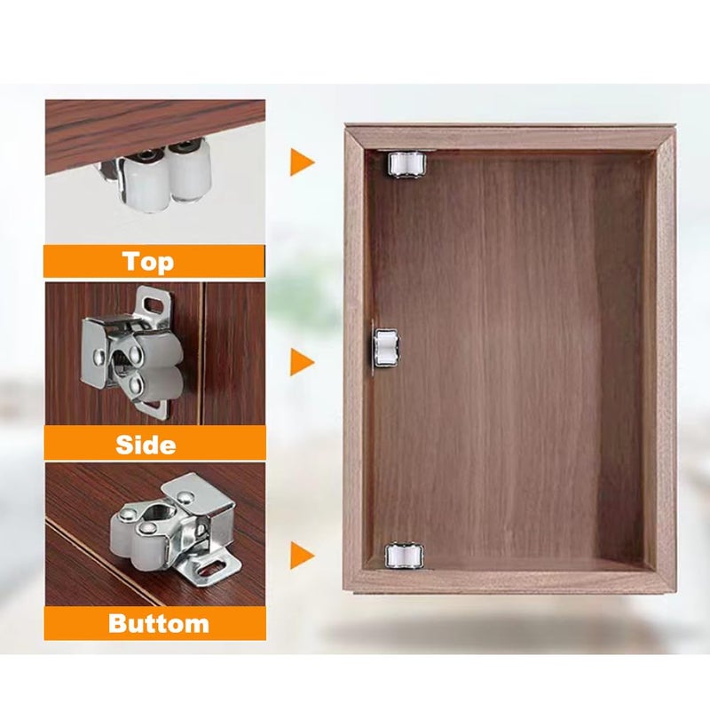Allwin 6 Pack Cabinet Latch - Double Roller Catch Hardware for Cupboard Closet Kitchen Cabinet Door Latches and RV Cabinet, Silver - Image 5