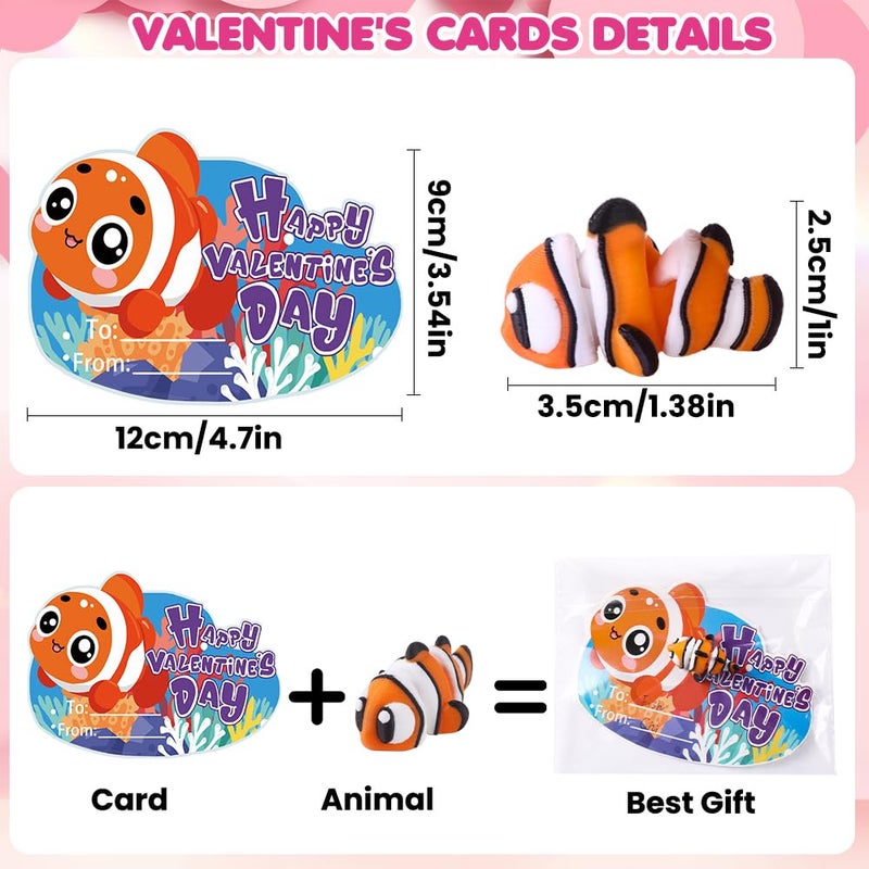 Celltestria 24pcs Valentines Day Gifts 3D Printed Ocean Animals Figurines with Valentine's Cards for Kids Boys Girls Valentine Day Party Favors Toys Classroom School Prize Rewards Gifts Exchange - Image 3