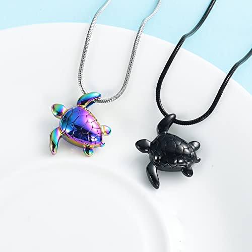 shajwo Cremation Jewelry Sea Turtle Urn Necklace for Ashes for Men Women Stainless Steel Memorial Urn Keepsake Jewelry Pendants,Rainbow - Image 4