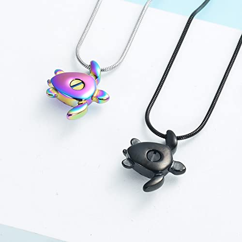 shajwo Cremation Jewelry Sea Turtle Urn Necklace for Ashes for Men Women Stainless Steel Memorial Urn Keepsake Jewelry Pendants,Rainbow - Image 5