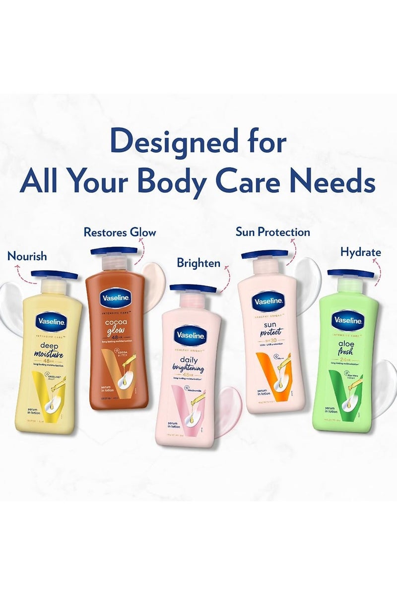 فازلين لوشن الجسم هيلثي برايت للحماية من الشمس بعامل حماية من الشمس 30، مرطب يومي للبشرة الجافة، يمنح بشرة متوهجة غير دهنية - للرجال والنساء 400 مل - Image 5