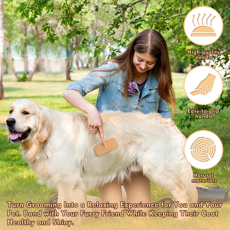 SGSYRYCO Dog Slicker Brush for Shedding & Grooming - Professional Dog Brush and Cat Brush with Coated Tips & Air-Cushion Design, Deshedding Tool Removes Undercoat Tangles & Loose Fur for Long/Short Hair Pets - Image 4